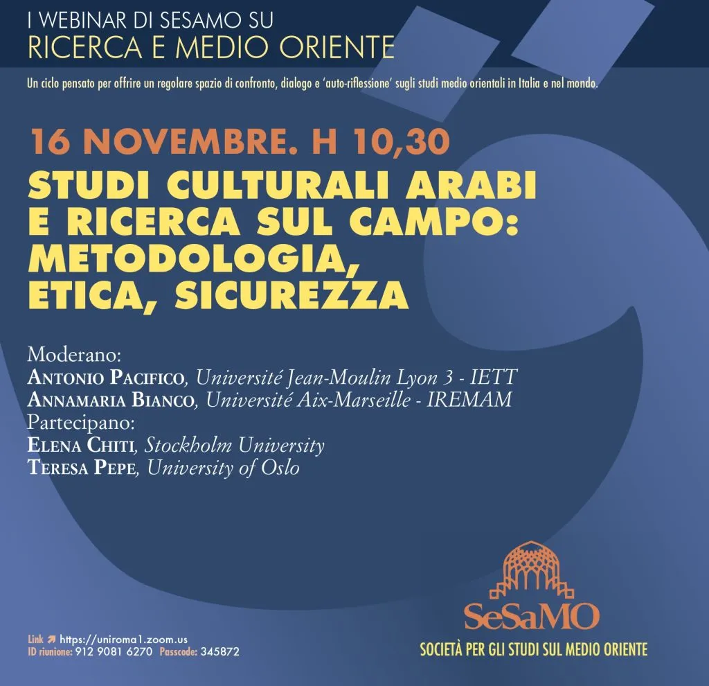 Studi culturali arabi e ricerca sul campo: metodologia, etica e sicurezza